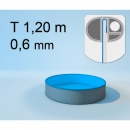 Schwimmbecken Innenhülle rund - 120 cm x 0,6 mm - PVC blau